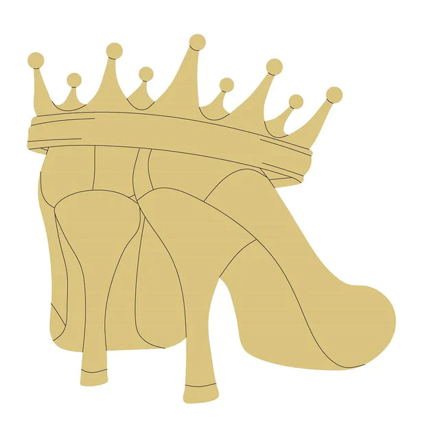 High Heels With Crown Design By Lines Unfinished Wood Cutout Style 1