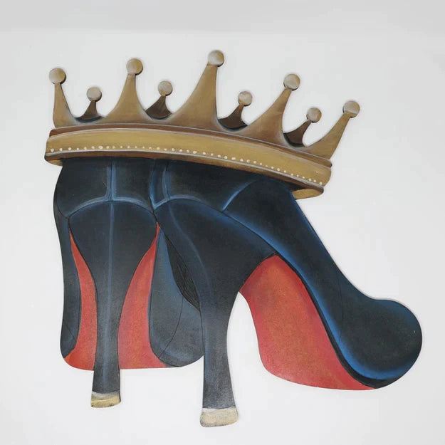 High Heels With Crown Design By Lines Unfinished Wood Cutout Style 1