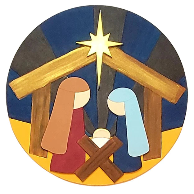 Nativity Scene Unfinished Wood Cutout Style