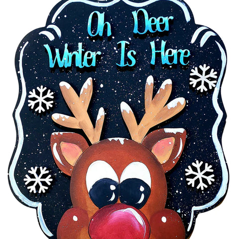 Oh Deer Winter Is Here Plaque Unfinished