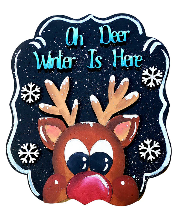 Oh Deer Winter Is Here Plaque Unfinished