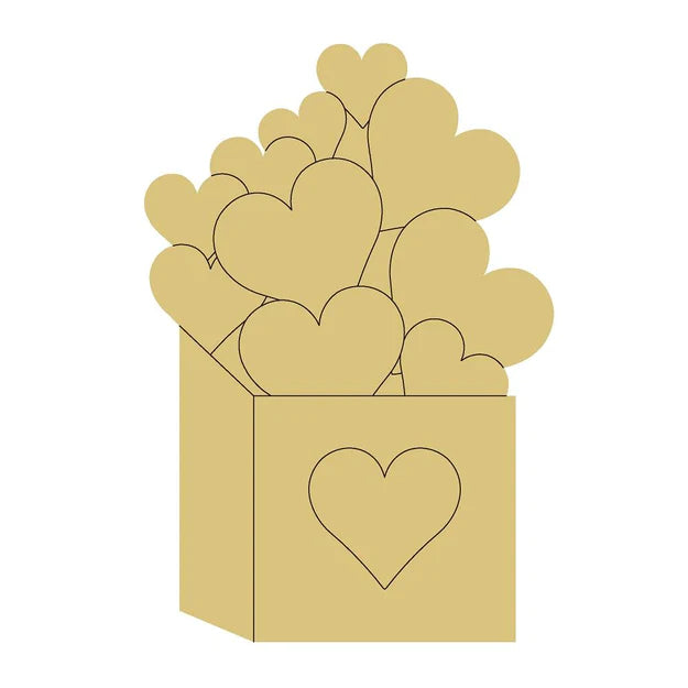 Box of Hearts Design By Lines Cutout