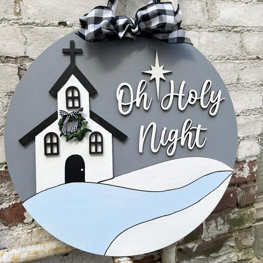 3D Oh Holly Night Unfinished Wood Cutout