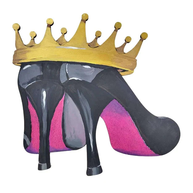 High Heels With Crown Design By Lines Unfinished Wood Cutout Style 1